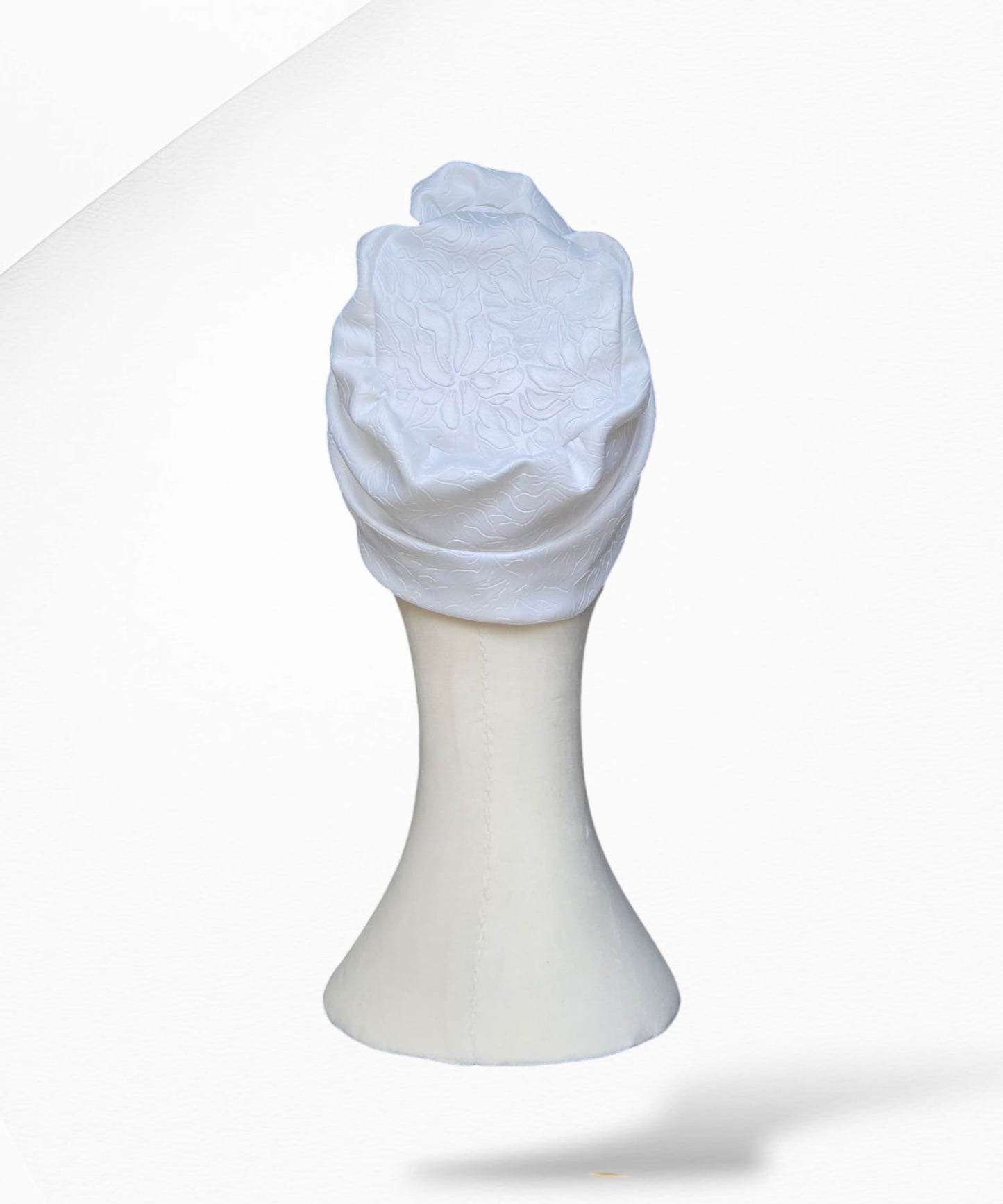 Cream Embossed Tulip Turban