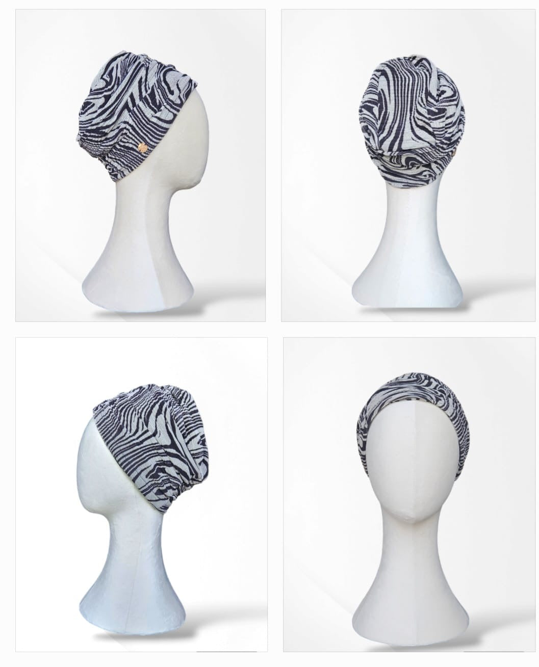 Black and Grey Ava 2 Piece Turban