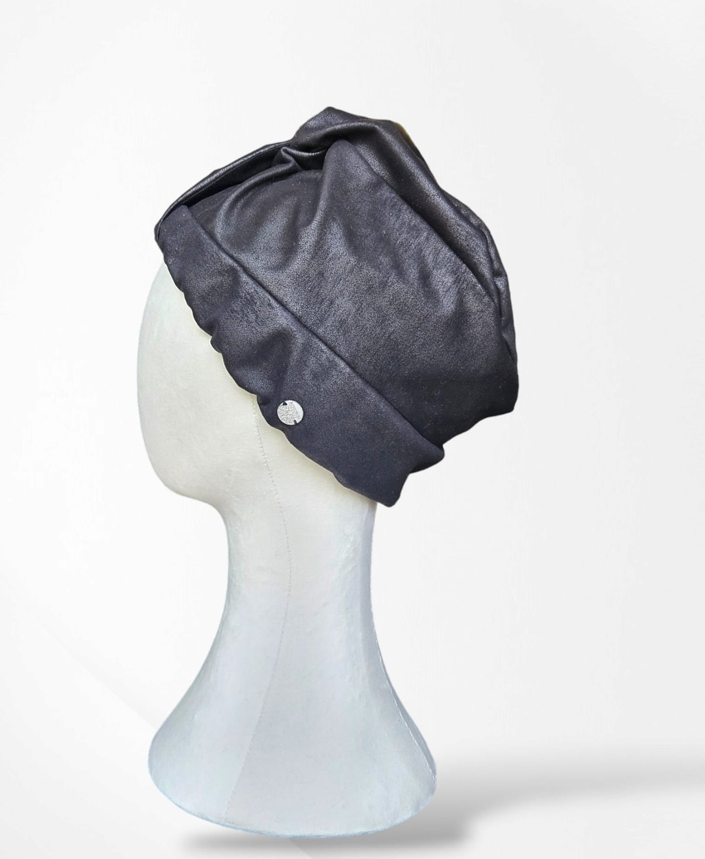 Black Amelia Leather Turban