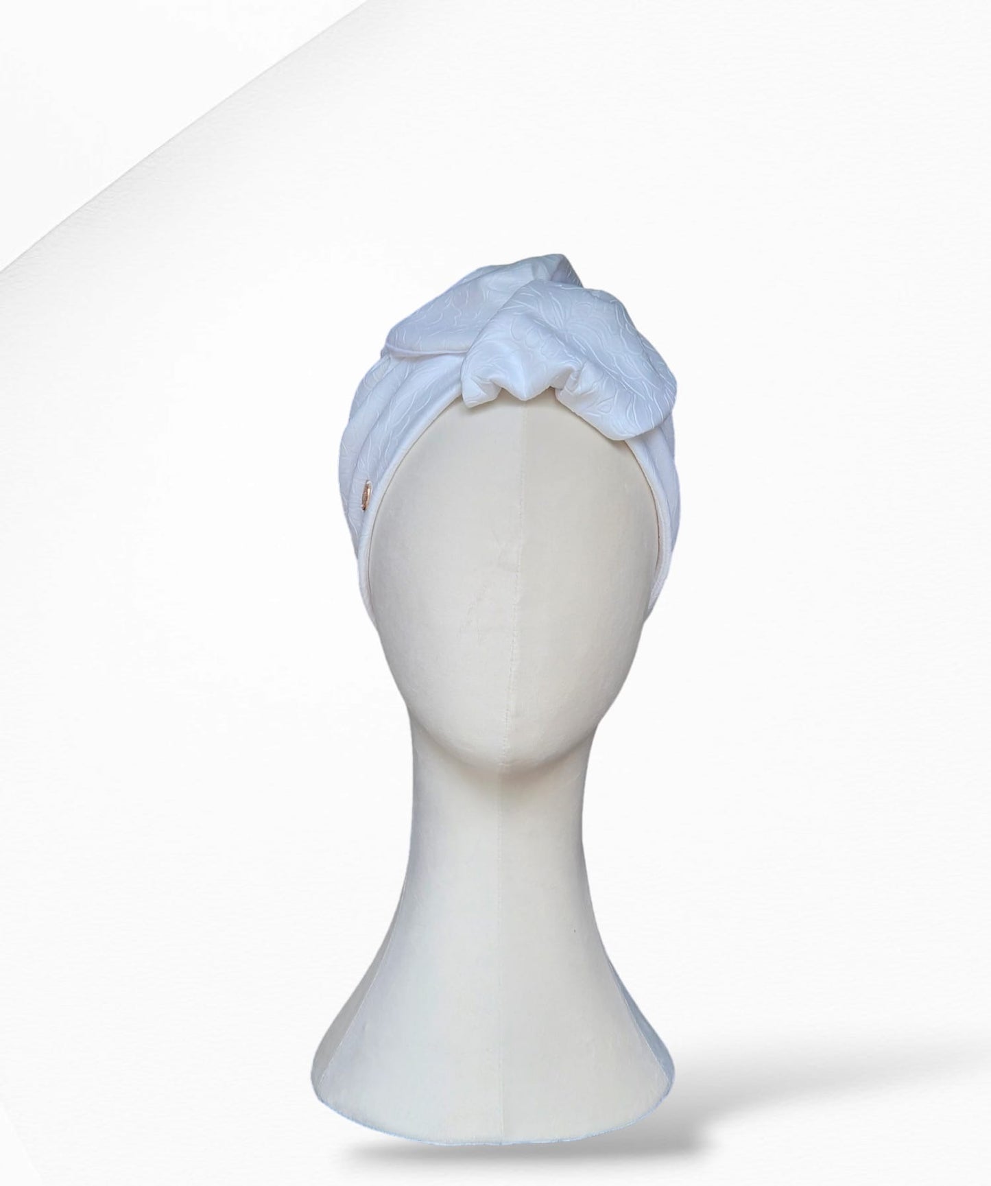 Cream Embossed Tulip Turban