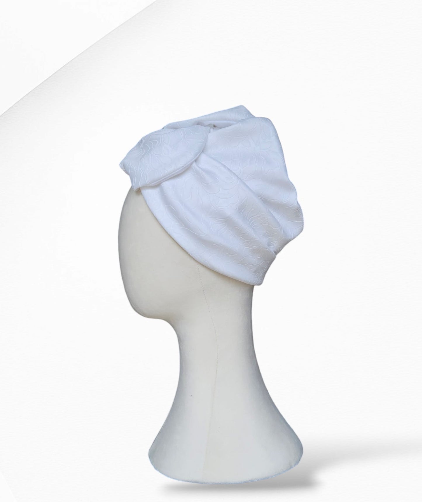 Cream Embossed Tulip Turban