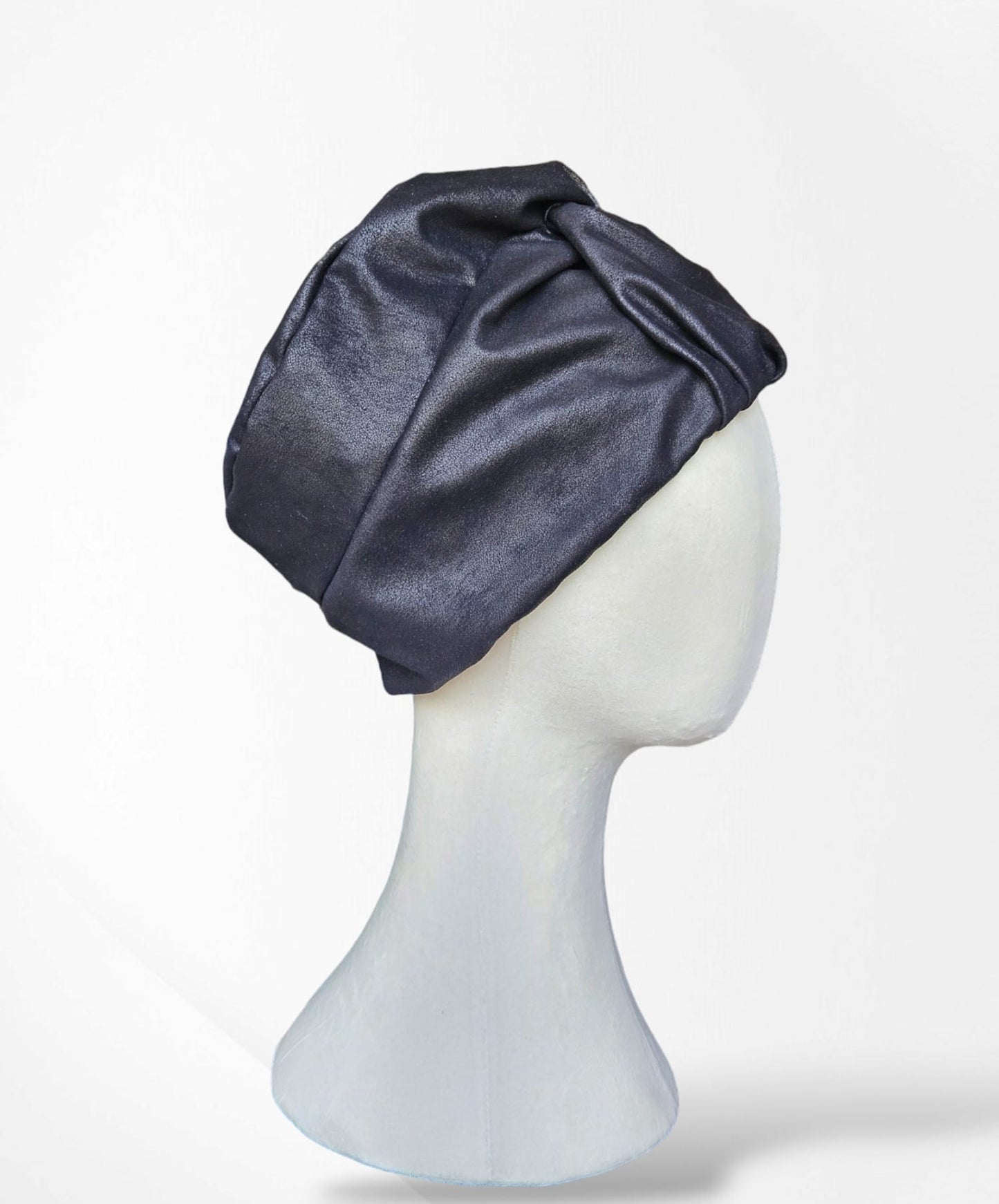 Black Amelia Leather Turban