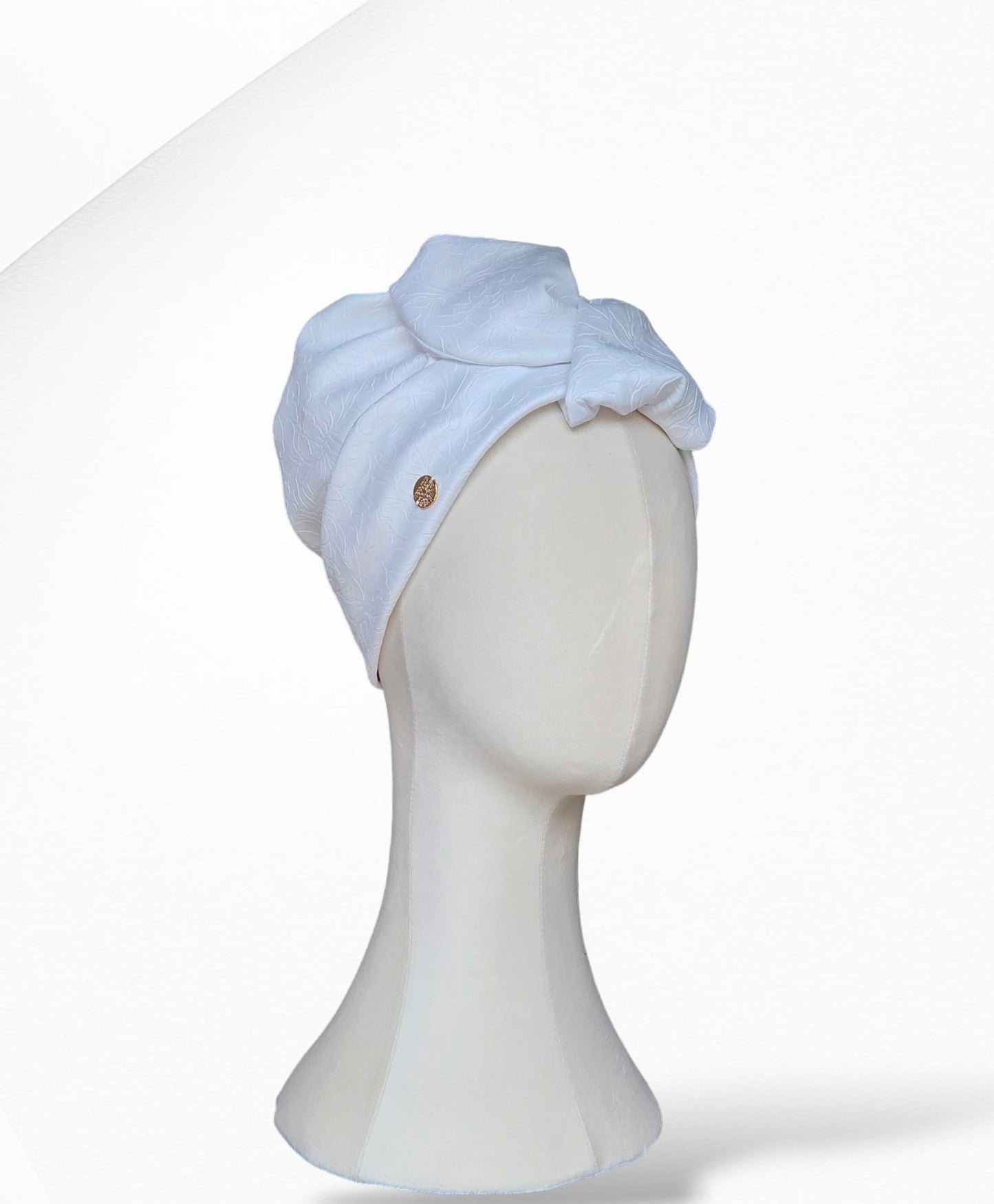 Cream Embossed Tulip Turban